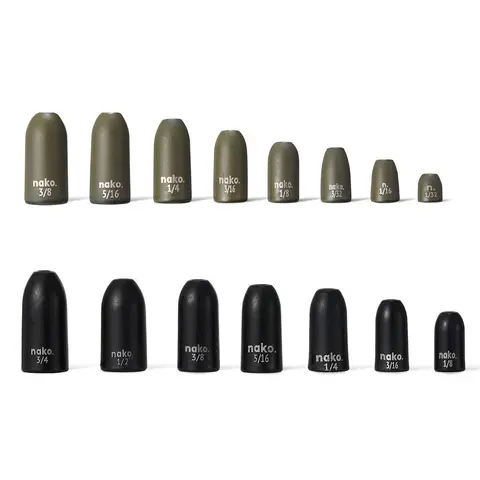 Nako 200% Sensitive Eco-Friendly Tungsten Insert-Free Bullet Weights for Fishing, 5-Pack Durable Diamond-Polished No-Chip Freshwater Sinkers with Size-Print ID
