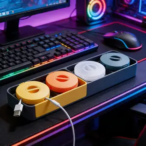 SITAKEYFMHK Tidy up messy cables effortlessly with these 4PCS round retractable cord organizers!Flexible, portable, and in 4 bright colors-perfect for home, office, and classroom use to keep wires neat and tangle-free🎧✨