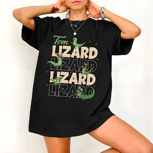Tom Lizard Funny Graphic T-Shirt, Cute Cartoon Lizard Pun Shirt, Animal Humor Tee