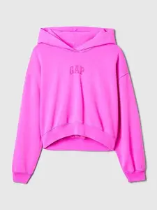 VintageSoft Crop Logo Hoodie