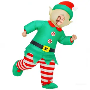 Adult inflatable Christmas elf and snowman costumes; fun inflatable Santa Claus and gingerbread man outfits