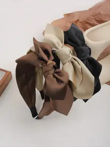 Elegant Women's Fabric Hair Bows, Wide Ribbon Knot Headbands, Goddess Headband, Sweet Style for Daily & Party Use, Set of 3 Pieces