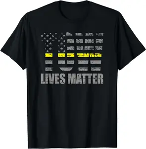 Women's Fitted 100% Cotton Round Neck Short-Sleeve Top - Thin Yellow Line Tow Truck Driver Design, Tropical Fabric, Tow Lives Matter Print, Comfortable Shirt Garment for Beach, Outdoor Casual Wear