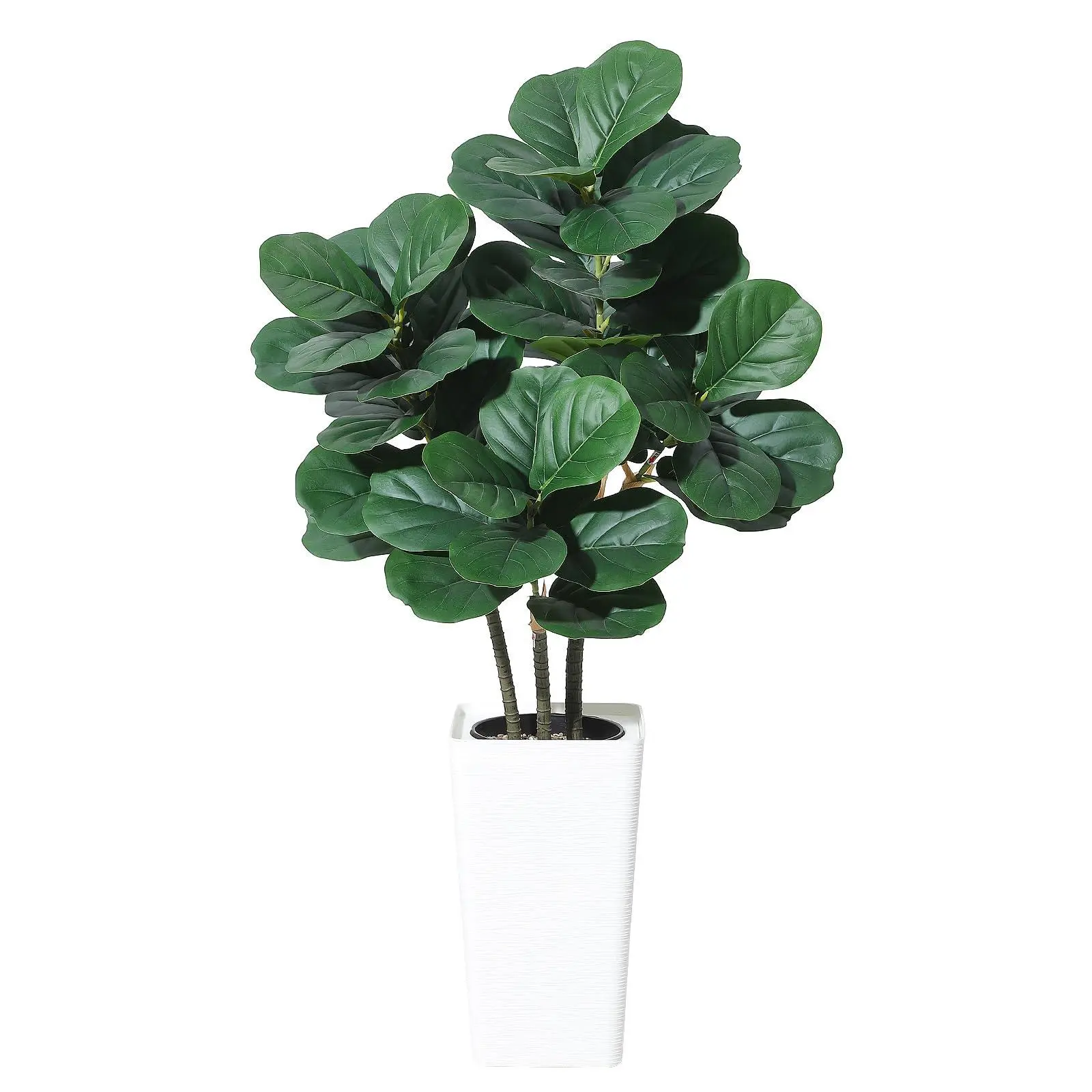 4FT Artificial Fiddle Leaf Tree, Faux Plant Fake Ficus Lyrata Silk Trees with White Planter, Artificial Fig Trees Floor Plants for House Office Living Room Indoor Home Decor Housewarming