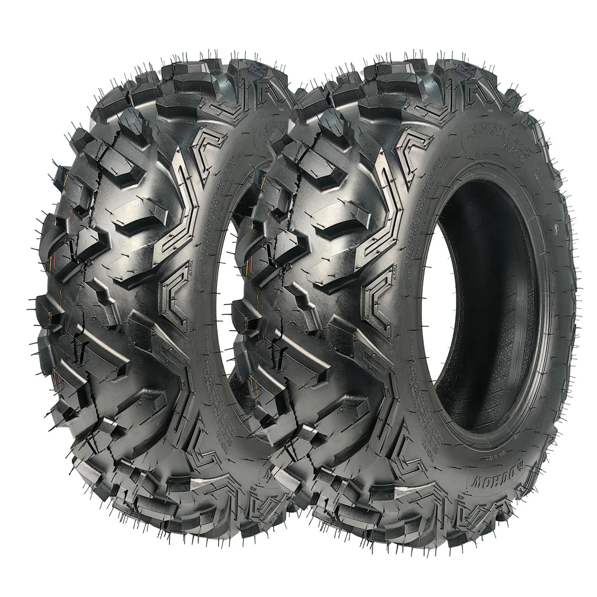 GARVEE Set of 2 25X8-12 Front ATV Tires 25x8x12 6-Ply Tubeless All Terrain Sand Snow Rock Mud Trail Tires, Knobby Tread Design for Superior Grip and Durability