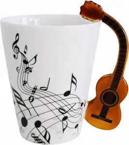 Novelty Guitar Ceramic Cup Personality Music Note Mug Coffee  Cup Water Bottle    Cafe