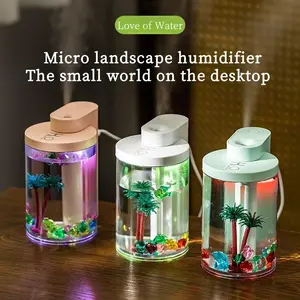 USB Powered Colorful Light Humidifier, Micro Landscape Design, Fog Evaporation with Filter Paper, Ideal for Home & Office Use