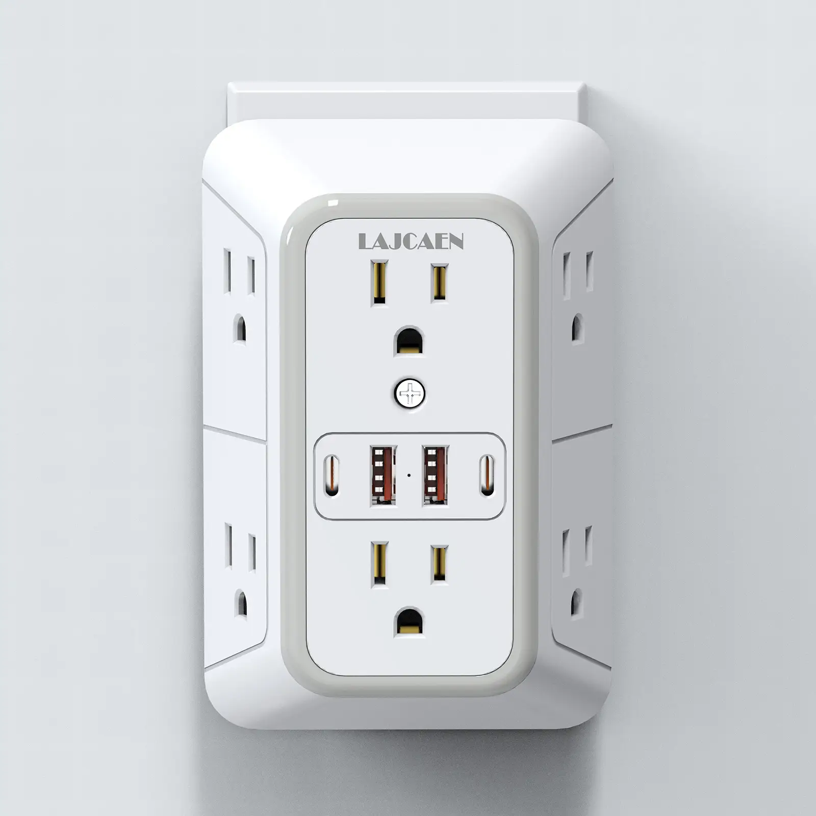 6-Outlet Surge Protector Wall Charger with 4 USB Ports Multi Plug for Home, Office, Travel--Without Night Light