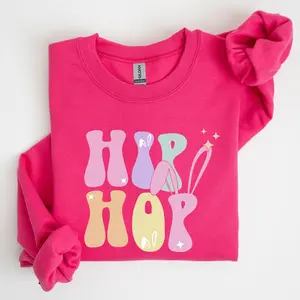 Hip Hop, Retro Easter, Bunny, Rabbit Sweatshirt, Women's Crew Neck, Crewneck