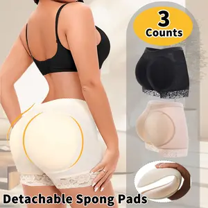 1-3 Counts Women's Butt Lifter Padded Shaper Panties Buttock Underwear, Ladies Butt Lifter Padded Lace Panties Enhancer Underwear