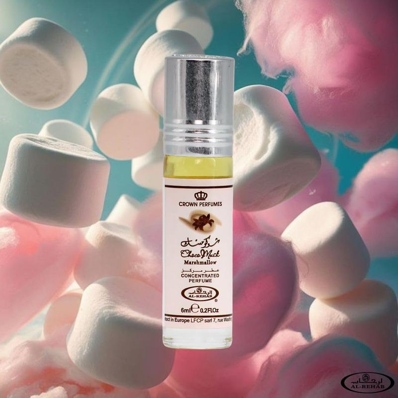 Al-Rehab Choco Musk Marshmallow Perfume Oil Roll-On - 6ml (0.2 oz) | Gourmand Fragrance with Strawberry, Marshmallow & Cocoa | Sweet, Fluffy & Addictive | Arabian Dessert Scent for Women