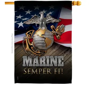 212 MAIN 28x40 in. Marine Semper Fi Double-Sided Vertical House Flag, Angeleno Heritage Armed Forces Corps Decorative Banner, Outdoor Decor Weatherproof Garden Gift for Military Pride