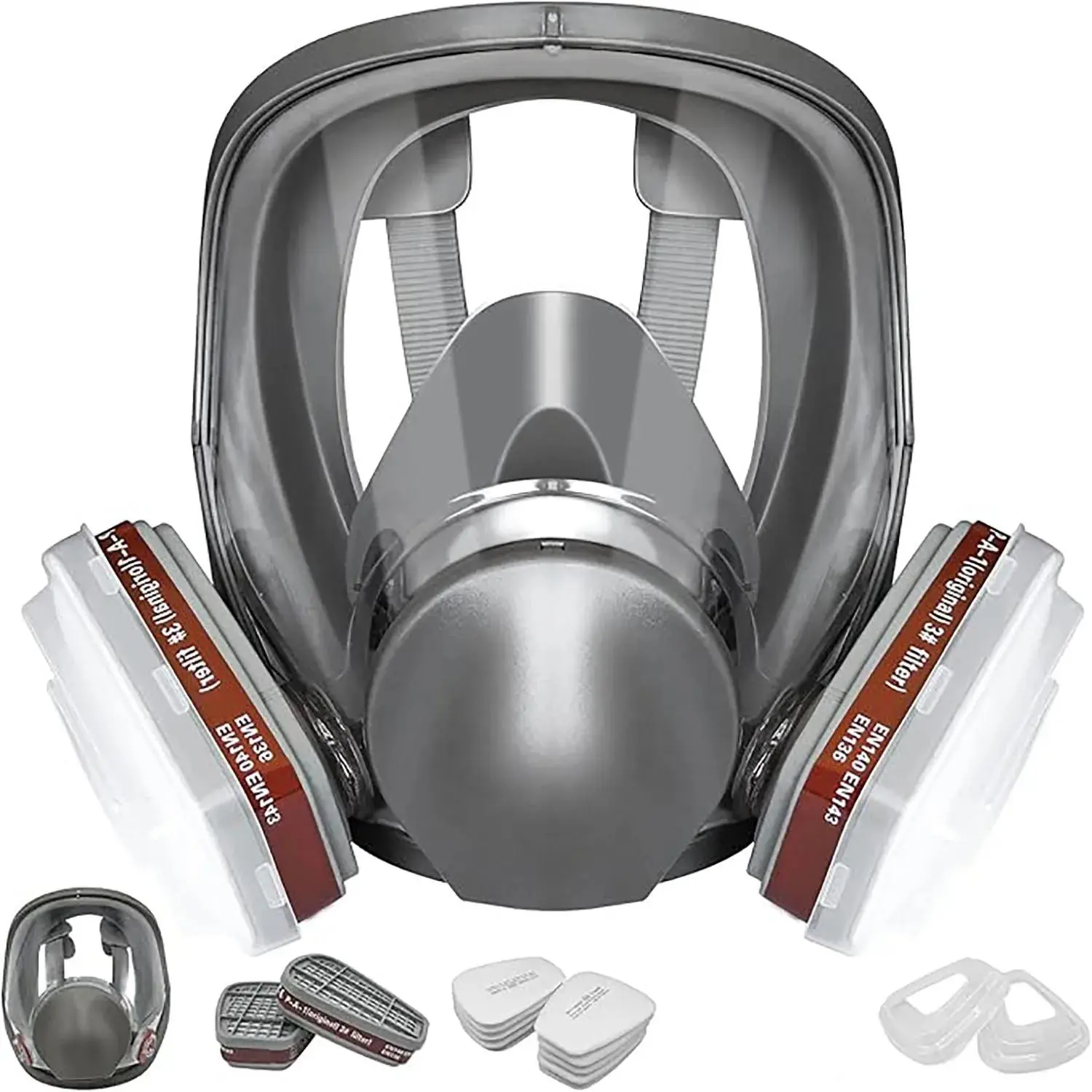 Full Face Mask with Filter & Accessories, 7 in 1 Full Face Mask, Industrial Paint Spraying Respirator, Safety Work, Paint, Chemical Equipment, Welding