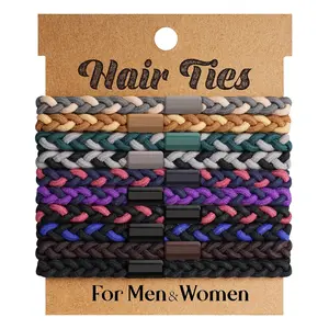 10 count Braided Hair Ties for Thick, Curly Hair - No Crease Coils for Men's Buns & Women's Long Hair