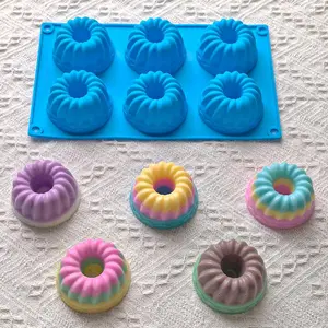Silicone Cake Mold, 1 Count 6 Cavity Cake Mold, Baking Mold for Cake, Mousse, Dessert, Jelly, Cheese Cake, Baking Tool for Home Kitchen, Silicone Molds
