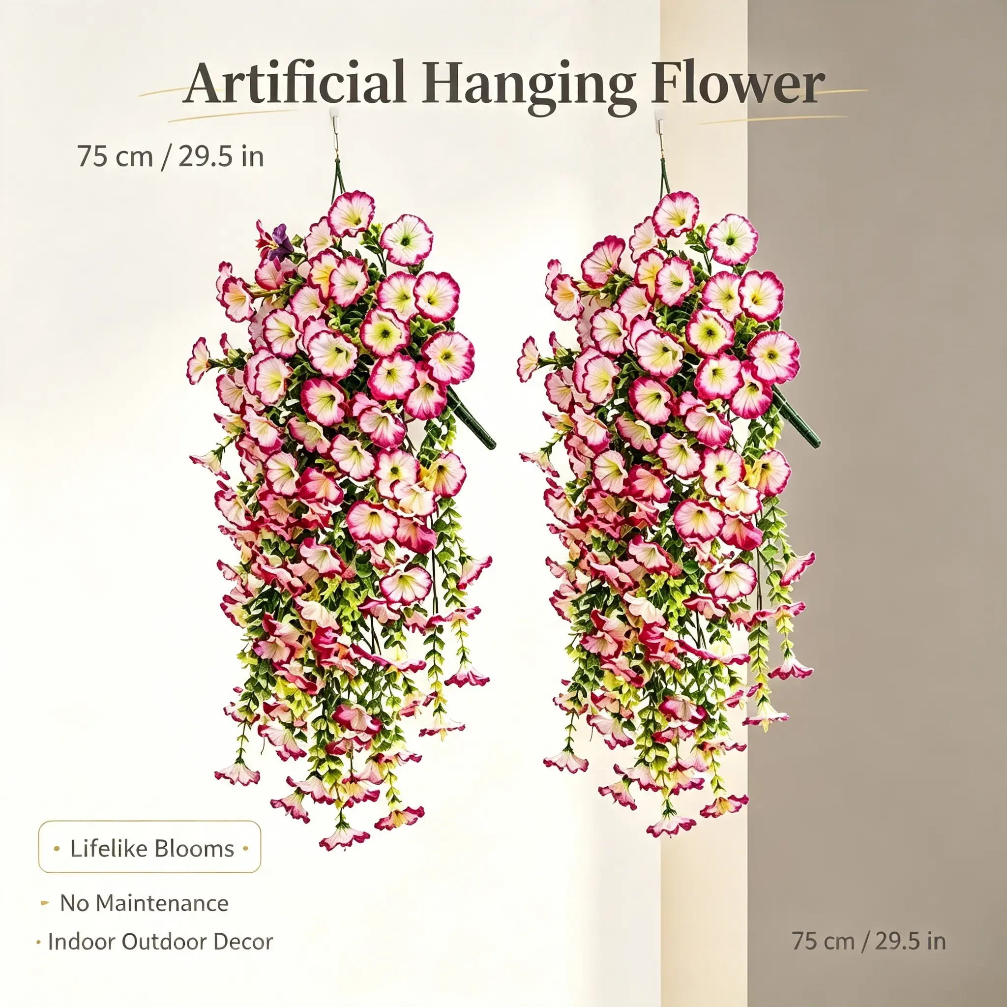 Plastic Artificial Hanging Morning Glory Flowers, Decorative Wall Ornament for Home & Wedding Use, Low-Maintenance No-Watering Required Fashion Accessory