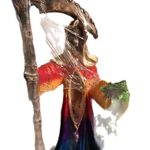 17 Inch HEM Santa Muerte Statue with Dragon - Colorful Design, Unique Artwork, Perfect for Home Decor