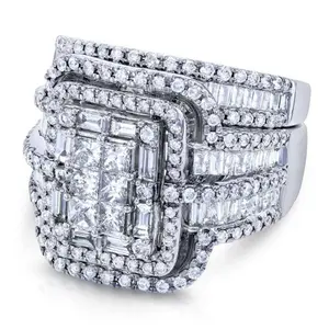S925 Wedding Ring & Engagement Ring Set for Women - 2pcs Luxury Fashion Jewelry, Personal Elegance, Women's Daily Wear