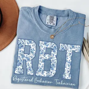 Men's Comfort Colors Ribbed Lightweight T-Shirt - Casual Wear Everyday Piece for Applied Behavior Analysis Therapists, Floral Design