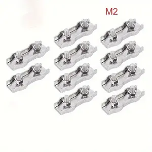 Stainless Steel Double Clamp, Durable Thick Steel Wire Rope Fixing Accessories for Camping and Outdoor Use, Versatile Heavy-duty Cable Fastener
