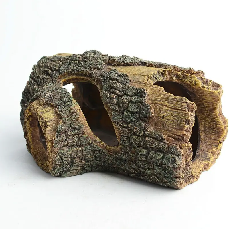hygger Betta Log Resin Hollow Tree Trunk Ornament, Betta Fish Accessories, Aquarium Decorations Wood House Small and Medium Fish Tank Decor, with Holes for Small Fish Pets to Swim Through (Tree Trunk)