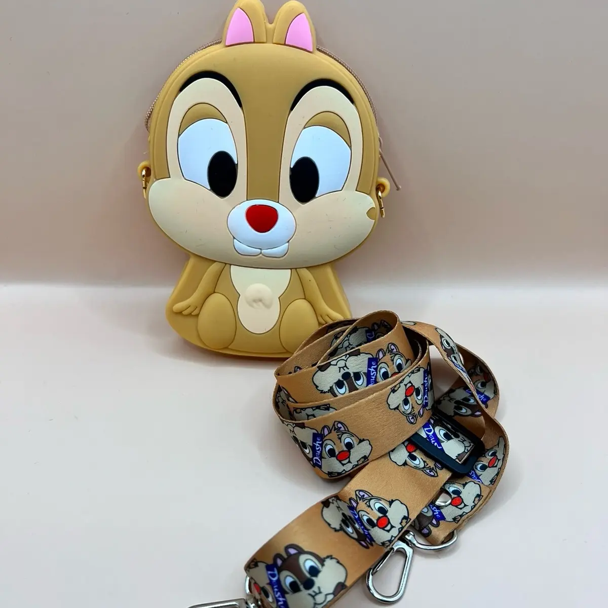 4inx6in- lightweight Silicone Chipmunk/ 4inx3in-Boys Tears -Crossbody Coin Purses with 43.2in clip-on Long Adjustable Straps-Zipper closure