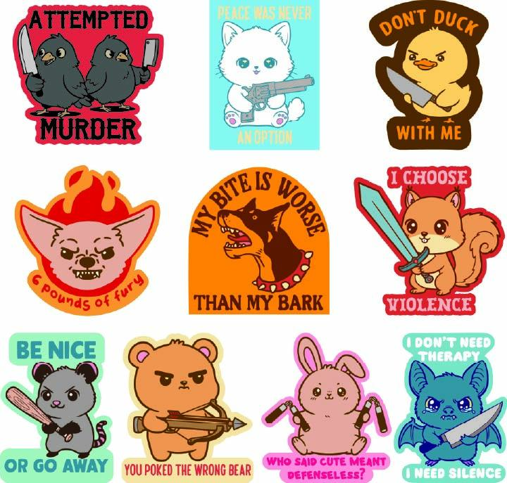 Animals With Weapons Sticker Extra Large Stickers for Pet Lovers Funny Adhesives with Memes Funny Stickers with Colorful Graphic Decals Funny Animal Multi Animals With Weapons Sticker Extra Large Stickers for Pet Lovers Funny Adhesives with Memes Funny Stickers with Colorful Graphic Decals Funny Animal Multi