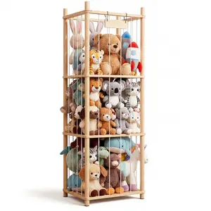 WGCTEK Animal Storage & Organizer, Wooden Cute Zoo Toy Holder for Toddler Rooms, Playrooms & Bedrooms