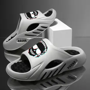 Men’s Skull Graphic Cloud Slides – Ultra-Soft 1.6″ Thick Sole Recovery Sandals – Massage Footbed Non-Slip Slides for Gym, Beach & Streetwear – Punk Style