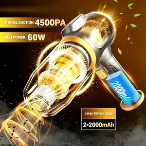 2026 Latest Handheld Wireless Car Vacuum Cleaner, 4500pa Strong Suction, 6-In-1 Portable Vacuum with Smart Display, Ideal for Cars, Home, Office, Pet Care