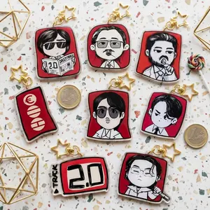 BTS Arirang Acrylic Keychain, Bangtan Boys Chibi Bag Charm, Cute ARMY Gift with Gold Star Clasp, Jungkook, Jimin, V, RM, Jin, Suga, Jhope