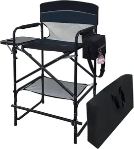 Tall Folding Director Chair 30.7" Seat Height Foldable Bar Stool for Makeup Artist  Painting with Side Table Carry Bag and  Bag Supports 350LBS