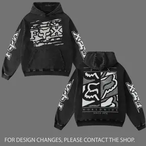 Worldwide Fox Racing Biker Hoodie Washed Vintage Racing Streetwear, Motorcycle Graphic Hoodie Unisex, Designed for Motor Fans, Sportbike Culture, Speed Lovers & Urban Motorbike Style