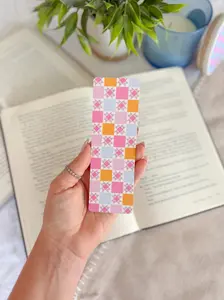 Pink Patchwork Quilt Bookmark | Girly Bookmarks for Spring, Grandma Hobbies