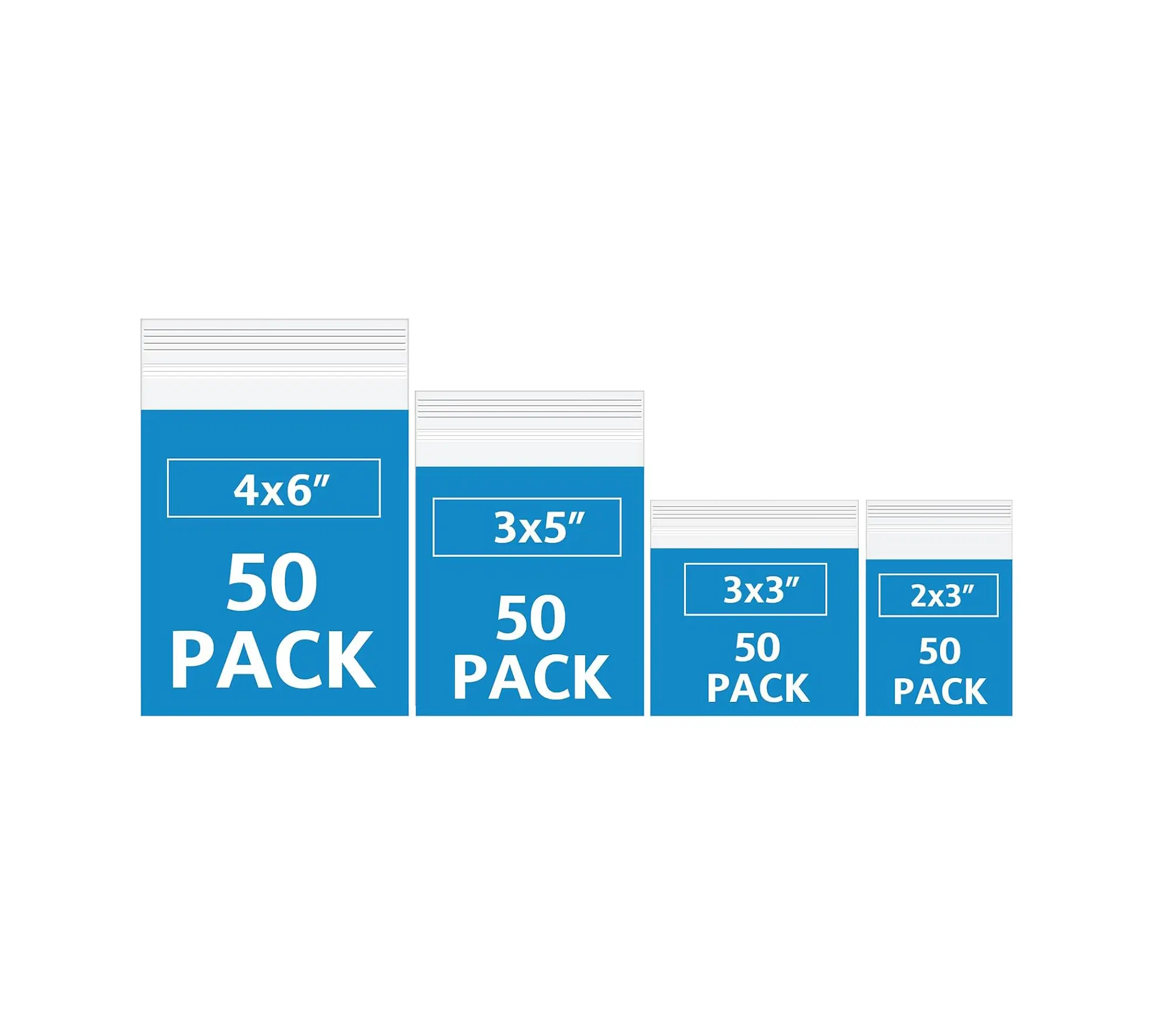 200-Pack Multi-Size Lightweight Low-Density Polyethylene (LDPE) Plastic Zipper Lock Bags, 4 Assorted Sizes (2x3, 3x3, 3x5, 4x6 in) 2 Mil Thick Household Organizer for Beads, Crafts, Small Parts Storage