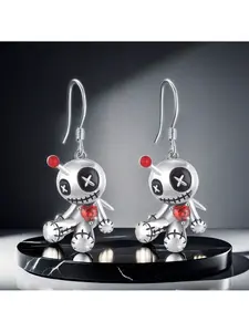 Fashionable Voodoo Doll Pendant Earrings, Cartoon Character Design, Casual Style, All Seasons, Perfect for Daily Wear & Gifts, Statement Earrings