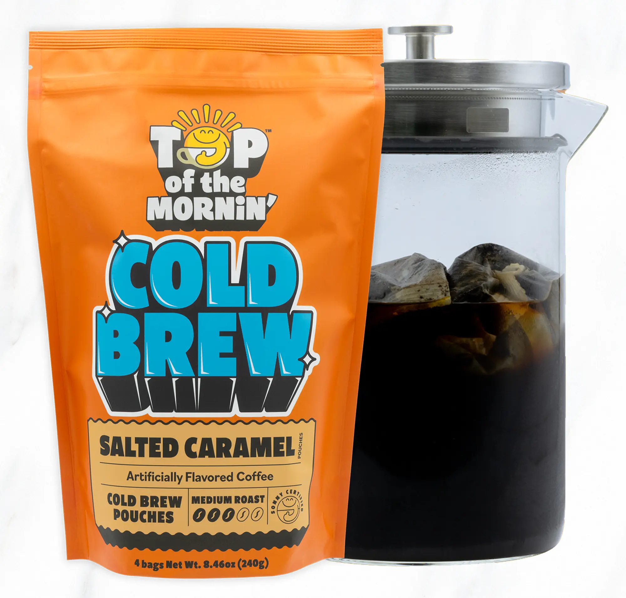 Salted Caramel Cold Brew Coffee Bags Pouches | Arabica Coffee | Top of the Mornin' Coffee