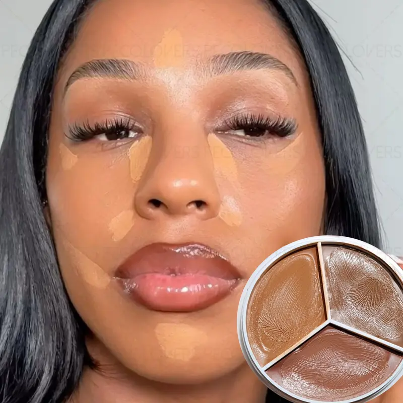1PC Full Coverage 3-in-1 Concealer Foundation, Moisturizing, Creamy Texture, Blendable Long Lasting, Covering Dark Circles and Blemishes, Essential Daily Cosmetics, Convenient and Durable, Cosmetics Products