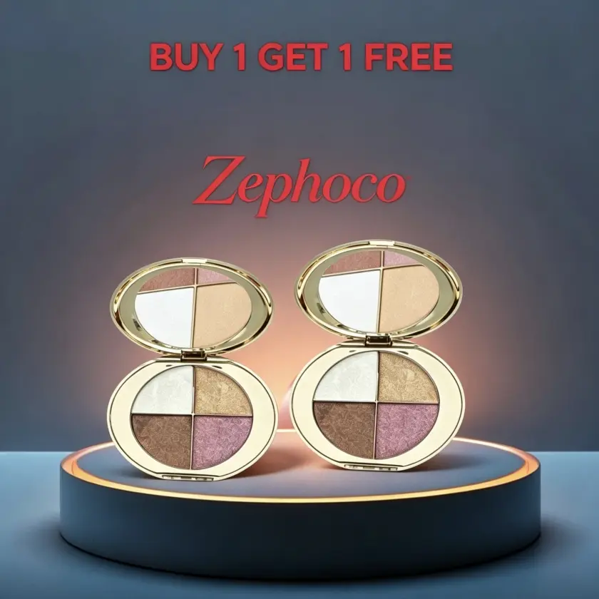 Buy 1 Get 1 Free,4-in-1 Glow Palette, Face Makeup with Highlighter, Blush & Eyeshadow, 4 Brightening Shades for Natural Radiance, Blendable Cheek Tint Powder,Colorful Makeup Palette