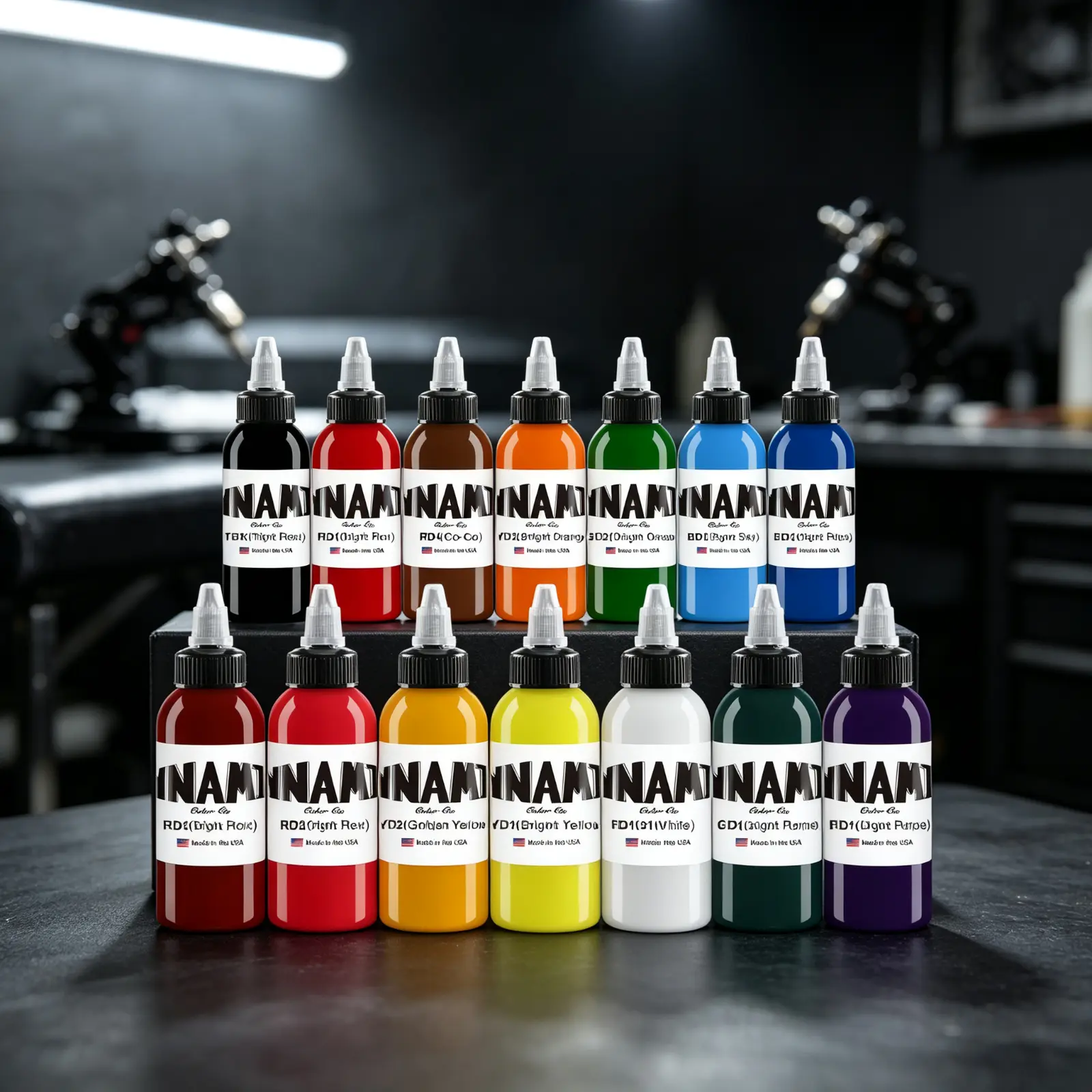 Professional 14-Color Tattoo Ink Set, 1oz (30ml) Vegan-Friendly Plant-Derived Pigment, Smooth Application, Quick Coloring, Fade-Resistant for Professional Tattoo Artists
