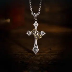Easter gift Stainless Steel Crown Cross Necklace for Men and Women Faith Prayer Accessories Gift
