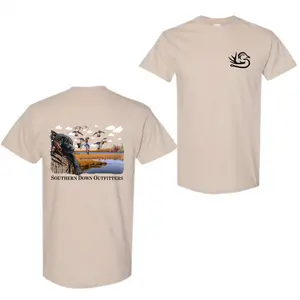 Southern Down Outfitters Duck Dog T-Shirt, Hunting Lab & Flying Ducks Graphic Tee, Scenic Marsh Landscape Outdoor Shirt for Men Women, Southern Shirts Clothing Merch, T-Shirt for Men, Men’s Shirts Summer, Merch for Men, Men’s Wear Flash Sale