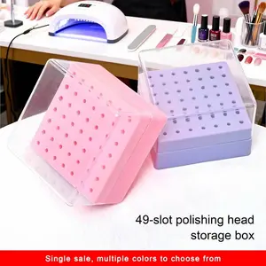 49-Hole Nail Drill Bit Large Capacity Storage Box, Nail Drill Dustproof Display Case, Suitable for Nail Salons and Home Nail Drill Bit Organization