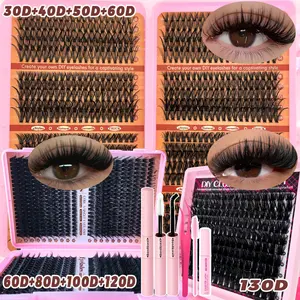 800Pcs/150Pcs Individual Eyelash Kit Clusters, Mixed 30D-130D Natural & Thick False Eyelash with Bond & Seal, Tweezers, Remove and Brush, Mixed Lengths 9–16mm, D Curl 0.07mm Thickness, Eyelash Book for Daily Wear & Special Event