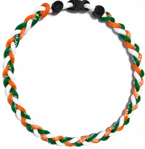 Baseball 3 Rope Braid Tornado Energy Necklace Green Orange White Hurricanes