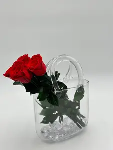 Scarlet Glass Handbag Vase With Eternal Roses