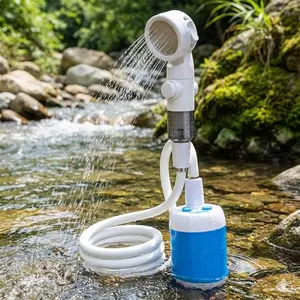 Portable USB Rechargeable High-Pressure Camping Shower Head: Lightweight & Waterproof for Camping, Travel, Gardening, Car Wash. Adjustable Spray, Durable Design for Outdoor Use, Home, & Vehicle. Fast Charging, Energy Efficient Cleaning Tool.