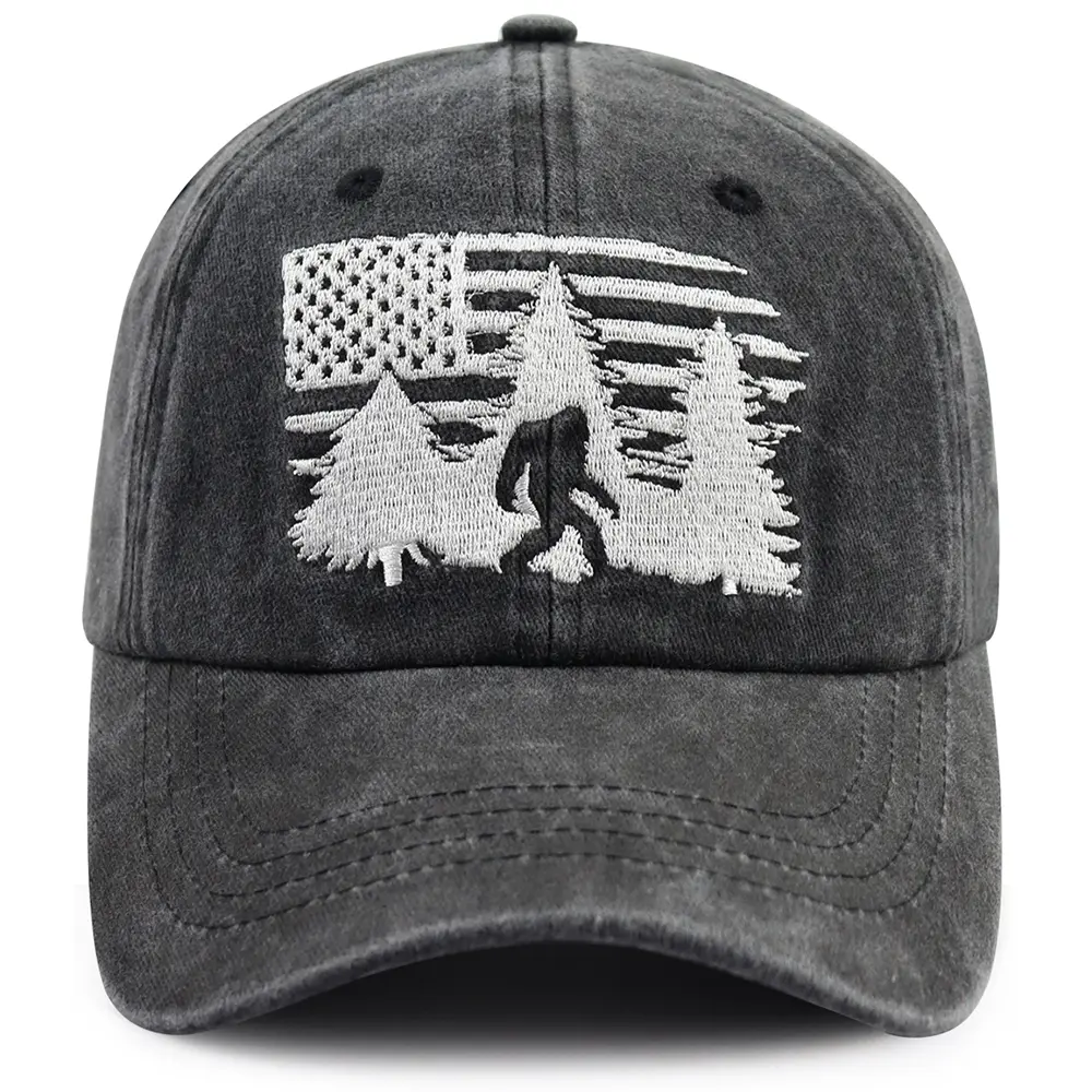 Bigfoot American Flag Gifts for Men Women, Sasquatch Military Hat, USA Army Big Foot Baseball Cap, Birthday Gifts for Sasquatch Lovers Hunter Camper Cool Hats Dad Hats