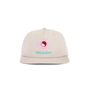 Free & Easy Blissed Out 5 Panel Strapback Hat in Bone Unisex