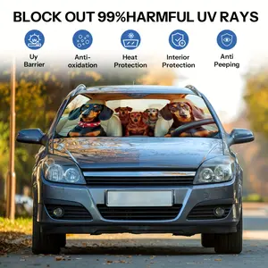 Sun Protection, 1pc Car Windshield Sunshade - Universal Foldable UV Shielding Sunshade Panel, With The Imposing Bulldog Self-driving Tour Pattern, Easy To Install, Automotive-Interior Accessories, Windshield Sunshades, A Gift For My Father